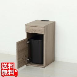 コンセント付ダストボックス ゴミ箱 ごみ箱 ダストBOX ペール付き スマホ置き サイドテーブル グレージュ 写真1