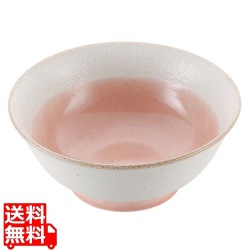 磁器 中華食器 釉彩ピンク 高台丼 6.5寸 写真1