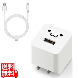 iPhone充電器 2.4A出力 ライトニングケーブル 付属 1.5m 高耐久 断線しにくい ホワイトフェイス 写真1