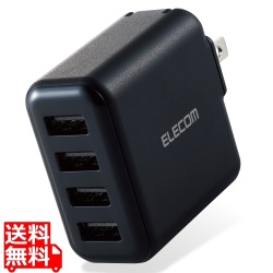 iPhone充電器 AC充電 3.6A出力 USB 4ポート 合計24W ブラック スマホ タブレット おまかせ充電 写真1