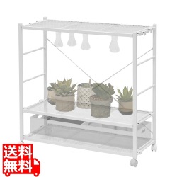 ビザールプランツラック LPR-800-WH ホワイト  キャスター付き 植物育成ライト 植物用サーキュレーター 取り付け可能 植物棚 多肉棚 観葉植物 ラック おしゃれ 写真1