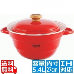 ビームス 多機能鍋 オールインワン(スノコ付)27cm BMP-27FW・R レッド ※ IH対応 IH (100V/200V)とガス火対応 写真1