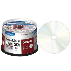 DVD-R (Video with CPRM) 1回録画用 120分 1-16倍速 50枚スピンドルケース50P シルバーレーベル 写真1