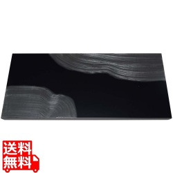 漆黒刷毛目 黒 長角トレー 隅黒漆流水 500×250×12mm 写真1