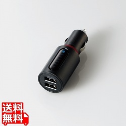 FMトランスミッター/Bluetooth/USB2ポート付/2.4A/おまかせ充電/4チャンネル/ブラック 写真1