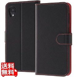 Galaxy A23 5G 耐衝撃 手帳レザー マグネット/ブラック/レッド 写真1