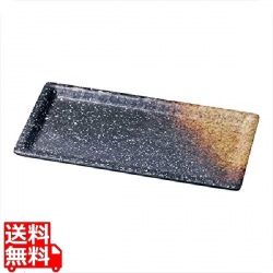 メラミン 耐熱渕付長角皿 黒備前 大 写真1