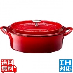 ボン・ボネール ココットオーバル 26cm レッド ※ IH対応 IH (100V/200V)とガス火対応 写真1