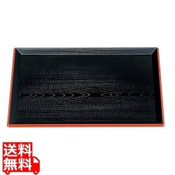 富士長手木目盆 黒渕朱 尺5寸 ABS樹脂 写真1