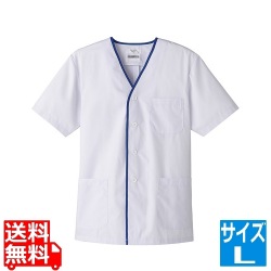 男性用デザイン白衣 半袖 FA-347 L 写真1