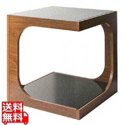 サイドテーブル 2段 ガラス天板 幅40 高さ45 ST-402 ブラウン 宮武製作所| テーブル ガラス おしゃれ ソファ ベッド リモコン 写真1