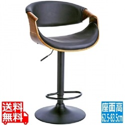 宮武製作所 ミヤタケ カウンターチェア ブラウン 幅53×奥行き51.5×高さ88?109cm (座面高:62.5?83.5cm) バーチェア CALMO(カルモ) KNC-J1996 BR 写真1