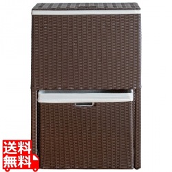 ランドリーボックス 蓋付き 二段式 幅50 高さ80 RB-500 ダークブラウン 宮武製作所 写真1