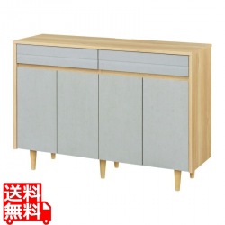 キャビネット 棚 白井産業 幅120cm 高さ86cm グレー ナチュラルブラウン 扉付 引出付き 50V型対応 TVボード サイドボード 収納 リビング NOR-8512DHGY 写真1