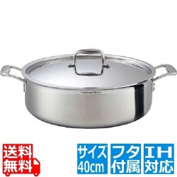 ステンレス ビタクラフト・プロ 外輪鍋 (蓋付)40cm No.0238 ※ IH対応 IH (100V/200V)とガス火対応 写真1