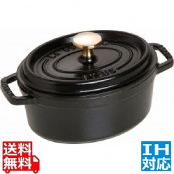 ピコ・ココット オーバル 17cm 黒 ※ IH対応 IH (100V/200V)とガス火対応 写真1