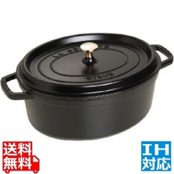 ピコ・ココット オーバル 33cm 黒 40509-322 ※ IH対応 IH (100V/200V)とガス火対応 写真1