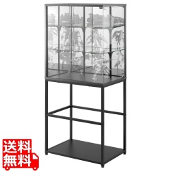 デスクサイドフィギュアラック 強化ガラス 背面ミラー 幅60×奥行40×高さ140cm PC収納 BHS-600FR-BK 写真1