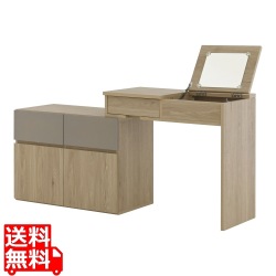 ドレッサー コンパクト おしゃれ デスク ドレッサーデスク メイク台 化粧台 鏡台 ミラー 鏡 可愛い 伸縮 回転 机 兼用 ＜伸縮デスクドレッサー＞ 写真1