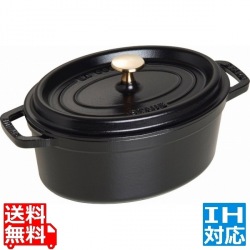 ピコ・ココット オーバル 23cm 黒 102325 ※ IH対応 IH (100V/200V)とガス火対応 写真1