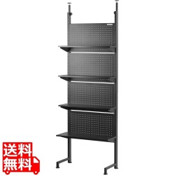 デスクの向こう側ウォールラック 突っ張りタイプ 『有孔ボード×可動棚 デスクの向こうに壁面収納』 幅70cm 写真1