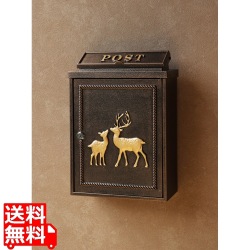 壁掛けポスト アンティーク風 ヴィンテージ風 クラシック レトロ 鋳物 鍵付き 横開き【Deer(ディアー)】(ブロンズ) 写真1