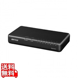 Giga8ポート スイッチングハブ 電源外付け プラスチック筐体 マグネット付属 ブラック 写真1