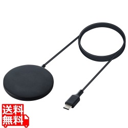 ワイヤレス充電器 7.5W マグネット内蔵 卓上 ケーブル一体型 iPhone Airpods 1m ブラック 写真1