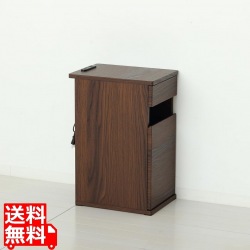 コンセント付ダストボックス ゴミ箱 ごみ箱 ダストBOX ペール付き スマホ置き サイドテーブル ブラウン 写真1