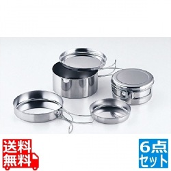 ステンレス ランチャーキャンプセット(6ピース) 写真1