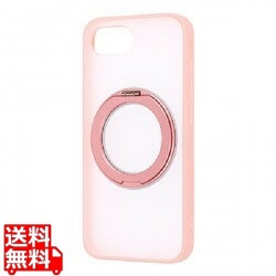 iPhone 16e/ハイブリッドケースシルキーマット磁充対応リング付/桃 写真1