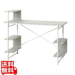 らくらく組立 棚付デスクW120(ホワイト) 写真1