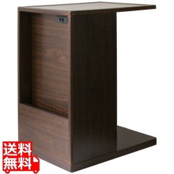 サイドテーブル ソファサイドテーブル 木目柄 幅30 高さ55 ST-550 宮武製作所 | リビング キャスター 2口コンセント 写真1