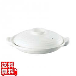 燕舞 耐熱素焼浅型土鍋 白塗 26cm 写真1