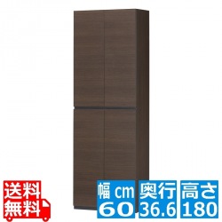 壁面シューズラック 白井産業 PRE-1860DDK | 日本製 国産 下駄箱 靴箱 シューズボックス 玄関収納 大容量 開き戸 幅:約60cm 高さ:約180cm ダークブラウン 写真1