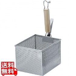 18-8パンチング 木柄角型うどん揚げ 業務用 写真1