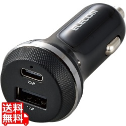 車載充電器 カーチャージャー タイプCポート USBポート PD おまかせ充電 ブラック 写真1