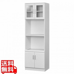 レンジ台 食器棚 白井産業 キッチン収納 コンセント付 シンプル スリム スライド棚 ホワイト 白 幅56.6 高さ180.3 奥行41.8cm BRM-1855SLWH ベアルモ 写真1