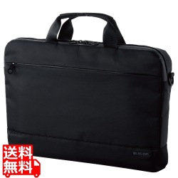 PCバッグ ブリーフケース 15.6インチ 抗菌 撥水 スリム ショルダーベルト付 ブラック 写真1