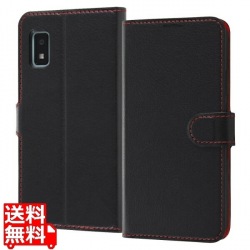 AQUOS wish 耐衝撃 手帳 マグネット/ブラック/レッド 写真1