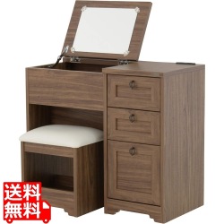 ドレッサーデスク おしゃれ コンセント ANRI アンリ ドレッサー 白 収納 ドレッサーチェア 化粧台 コンパクト 鏡台 スツール コスメ収納 可愛い 北歐 AN70-80D 写真1