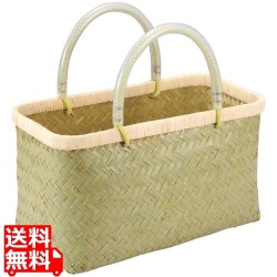 青竹 市場かご 中 ビニール取っ手 写真1