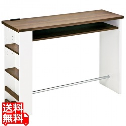 カウンターテーブル KNT-1200R WH/BR 宮武製作所 | テーブル 机 コンセント付き キッチン リビング 写真1