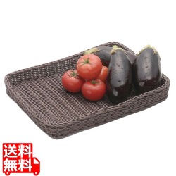 樹脂バスケット 角長浅40号 91-004C こげ茶 写真1