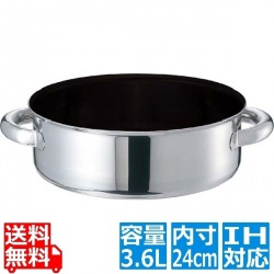 EBM モリブデンジ II プラス 外輪鍋 24cm 蓋無 ノンスティック ※IH対応(100V/200V) 写真1