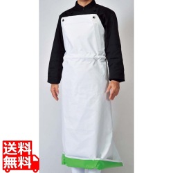 抗菌フィット前掛ガードロン S 白/緑 写真1