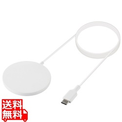 ワイヤレス充電器 7.5W マグネット内蔵 卓上 ケーブル一体型 iPhone Airpods 1m ホワイト 写真1