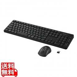 無線2.4GHz 静音 フルキーボード マウスセット 日本語 ブラック 写真1