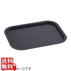 木目樹脂カフェトレイ ダークブラウン 小 写真1