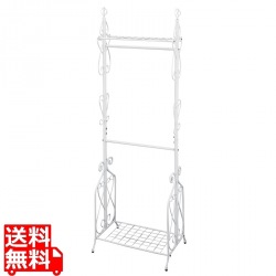 ハンガーラック 2段 幅63 高さ182 DS-HS3226N ホワイト 宮武製作所 | アジャスター 写真1